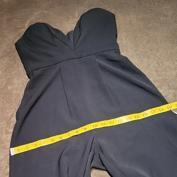 Jarlo Valentina Deep V Plunge Strapless Tailored Jumpsuit / Sz 2 / Black - Picture 14 of 17